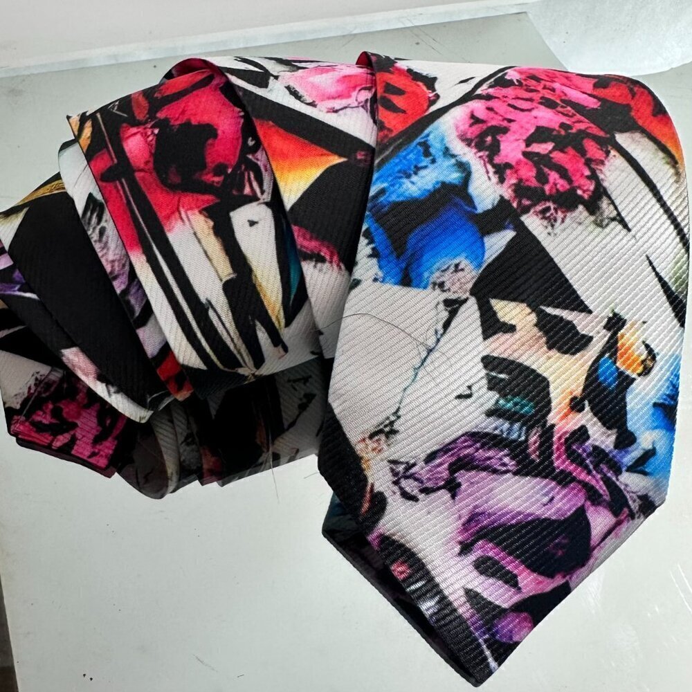 Floral Baroque Abstract Designer Menswear Tie Necktie Pink Black Lavender Rococo - Picture 8 of 9